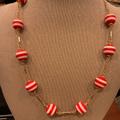 Kate Spade Jewelry | Kate Spade Limited Edition Red And White Striped Ball Necklace | Color: Red/White | Size: Os