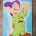 Disney Art | Hand Painted Dopey Dwarf Flat Canvas Board | Color: Blue/Green | Size: Os