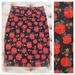Lularoe Skirts | Like New Red Roses Lularoe Cassie Pencil Skirt | Color: Black/Red | Size: S