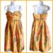 Anthropologie Dresses | Anthropologie James Coviello Dress Botanica Floral Watercolor Print On Gold 4 | Color: Blue/Gold | Size: 4