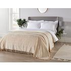 Diana Cowpe KING SIZE BED THROW CREAM | Geneva Design Candlewick Bedspread Single | 100% Cotton Candlewick Traditional Bedspread | Wave Pattern/Fringed Edge Bed Throw 260x260cm
