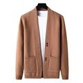 Autumn Winter Solid Color Cardigan Knit Jacket Style Pocket Cardigan Brick Red 3XL