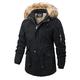 LUONE Men's Parka Coat Men's Thick Warm Snow Parkas Jacket Detachable Overcoat Mid-Length Cotton-Padded Jacket British Fur Collar Coat,Black,L