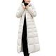 SKYWPOJU Women Down Jacket Long Winter Coat Zipper Coat Thick Warm Parka Bomber Jacket with Fur Hood (Color : White, Size : XL)