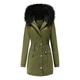 Womens Winter Warm Fleece Lined Parker Coat Long Sleeve Thicken Plus Velvet Cotton Casual Hooded Jacket with Pockets (Military Green,S)