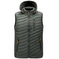 LUONE Men's Jacket Hooded Vest, Compression Vest Men Plaid Vests Winter Cotton Down Winter Hooded Coat Men's Puffer Jacket Waistcoat,Green,5XL