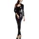 ZLZNX Sexy Women's Latex Catsuit Clothing PVC Shiny Catsuit Faux Leather Open Crotch Jumpsuit Wet Look Club Clothing,Black,XXL