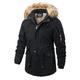LUONE Men's Parka Coat Men's Thick Warm Snow Parkas Jacket Detachable Overcoat Mid-Length Cotton-Padded Jacket British Fur Collar Coat,Black,3XL