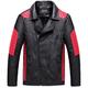 Men's Casual Stand Collar Leather Jackets Soft Cozy PU Faux Leather Zip-Up Motorcycle Bomber Coats Winter Warm Plus Velvet Tops Outwear (Color : Red, Size : 4XL)