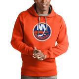 Men's Antigua Orange New York Islanders Logo Victory Pullover Hoodie