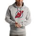 Men's Antigua Heathered Gray New Jersey Devils Logo Victory Pullover Hoodie