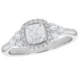 S Collection Bridal 1.10 CTW Diamond Cushion Cut Halo Ring in 14K White Gold (SI, H-I) 6.5