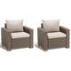 Allibert by Keter Gartenlounge Sessel California, cappuccino/sand, 2er Set, inkl. Sitz- und Rückenkissen, Kunststoff, runde Rattanoptik, 83 x 68 x 72 cm