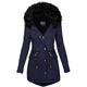 Women's Winter Hooded Coat Waterproof Warm Long Puffer Jacket Parka (Color : Navy, Size : L)