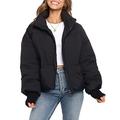 Winter Oversized Down Jacket Full-Zip Thermal Long-Sleeve Stand Collar Quilted Jacket Puffer