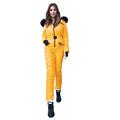 Darringls One-piece ski overall, women's winter one-piece ski suit, snowsuits, skiing, outdoor jumpsuit, ski jacket, ski suit, ski suit, ski suit, snowsuit, romper overalls, ski outfit, yellow, Large