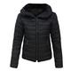 Fashion Padded Womens Quilted Jacket Bubble Women Coat Warm Thick Collar Women's Parkas Hooded Jacket Coat Winter Coat (Black, M)