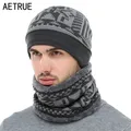 Gland TRUE-Skullies Beanies pour hommes et femmes chapeau avec écharpe casquettes d'hiver masque