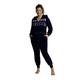 Ulla Popken Damen Homewear-Overall, Norwegermuster, Kapuze, Plüsch 750781 Pyjamaset, Starless Night, 42-44