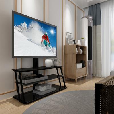 Black Multi Function Angle And Height Adjustable Tempered Glass TV Stand