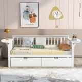 Sturdy Solid Pine Twin Size Daybed with 2 Drawers, Wood Slat Support