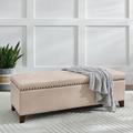 Silas Storage Bench - Marbled Dove Grey Bonded Leather - Grandin Road