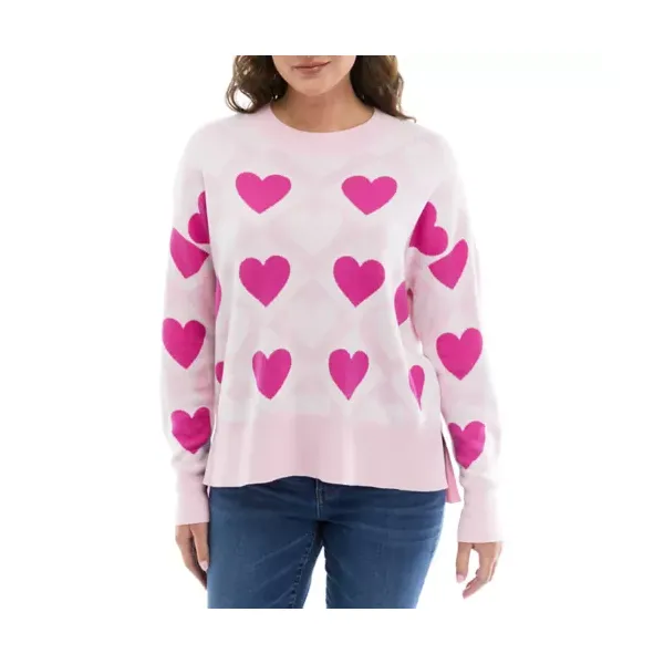 crown---ivy™-womens-long-sleeve-allover-heart-sweater,-xl/