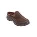 Wide Width Women's The Leather Traveltime Slip On Mule by Easy Spirit in Dark Brown (Size 8 W)