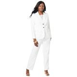 Plus Size Women's 2-Piece Stretch Crepe Single-Breasted Pantsuit by Jessica London in White (Size 26 W) Set