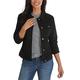 Women Button Down Denim Jean Jacket Long Sleeve Patchwork Teen Girls Coat (Black, M)