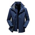 Loiy Men's 3-in-1 Outdoor Jacket Two-Piece Storm Coat Removable Ski Suit Thickened Mountaineering Jacket Casual Hooded Windproof Waterproof Breathable Ski Jacket Coat Couple Models, Dark Blue #5218, XXXXL