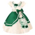 YiZYiF Kids Girl Flower Embroidery Pageant Birthday Formal Dress Kids Cap Sleeve Wedding Party Dance Prom Gowns Green 7-8 Years