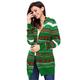 Jianghuayunchuanri Womens Open Front Autumn and Winter Cardigan Jacket Plus Size Knitted Sweater Long Sleeves Loose for Autumn Winter Spring (Color : Green, Size : L)