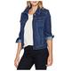 Women Button Down Denim Jean Jacket Long Sleeve Patchwork Teen Girls Coat (Dark Blue, M)