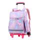 SellerFun Girls Boys Trolly Backpack Child Daypack Primary School Bookbag with Pencil Case(Purple Blue,19 Liters)