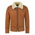 Mens B3 Sheepskin Jacket Bomber RAF Leather Jacket 100% Genuine Sheepskin Jacket - British Tanned Leather HARBIN (2XL, Tan Whiskey / Beige)