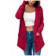 Hooded Loose Knitted-Twist Solid Women's Drawstring Waist Sweater Color Cardigan Women's Coat (Wine, L)