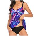 MRULIC Swimwear Padded Print Tankini Beachwear Swimjupmsuit Swimsuit Women Plus Size Swimwears Tankinis Set (Purple, XL)