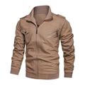 Men Transition Jacket Autumn Winter Simplicity Fashion Solid Color Men’S Coat Urban Stand-Up Collar Slim Fit Cardigan Daily Casual All-Match Men Longsleeve C-Khaki 5XL