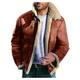 Detrade Men's Fleece Jacket Lapel Collar Plush Jacket Long Sleeve Zip Fleece Jacket Warm Winter Jacket Winter Coat Plush Coat, 01-Red, XXXXL