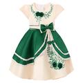 CHICTRY Girls Floral Embroidery Princess Fancy Dress Cap Sleeve Pageant Birthday Party Dresses Green 7-8 Years