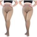 2 Pairs Perfect Slimming Legs Fake Translucent Warm Fleece Pantyhose Womens Warm Fleece Lined Tights Thermal Winter Tights Ladies Plus Size Stretch Thick Leggings Pants Trousers 380g