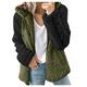 Bartira Fleece Jacket Women, Womens Blanket Hoodie Fleece Teddy Coats Button Down Long Cardigan with Hood Military Green
