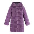 SoonerQuicker Faux Fur Coat Women Plus Size Ladies Fleece Jackets Full Zip Winter Warm Hooded Long Overcoat Outerwear Fashion Purple