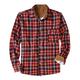 AWDX Men's Autumn Long-Sleeved Shirt Checked Long Sleeves Lapel Casual Shirt Regular Fit Autumn Winter Warm Flannel Shirts Lumberjack Shirt Work Shirt Flannel Shirt Checked Shirt, 02 Red, L