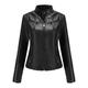 BDCUYAHSKL Autumn and Winter Casual Fashion Women's Stand-Up Collar Solid Color Short Leather Jacket Slim Zipper Pocket Jacket Thin Coat Motorcycle Jacket Women Black