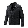 Men Motorcycle Jacket Classic Fashion Solid Color Stand Collar Men Coat Autumn Winter Youth Regular Punk Style Diamond Cardigan with Pockets Men's Transitional Jacket A-Black 4XL