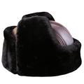 DongBao Winter Aviator Pilot Cap Earflap Hunting Trapper Hat Ski Snow Hats Leather Ushanka Faux Fur Hat for Men