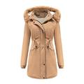 Ladies Faux Fur Lining Coat Womens Winter Warm Thick Long Jacket Hooded Overcoat Fashion Trench Coat Jacket