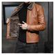 BKPPBi1lkin Leather Jacket Mens Vintage Leather Jacket Men Coffee Jacket Brown Leater Jacket Casual Wear Street Fashion Men Coat Fur Collar Slim Fit Biker Coat (Color : Brown, Size : S)